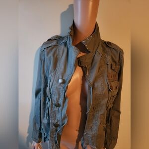 Blue Time Medium Cargo Jacket Army Olive Green Worn once